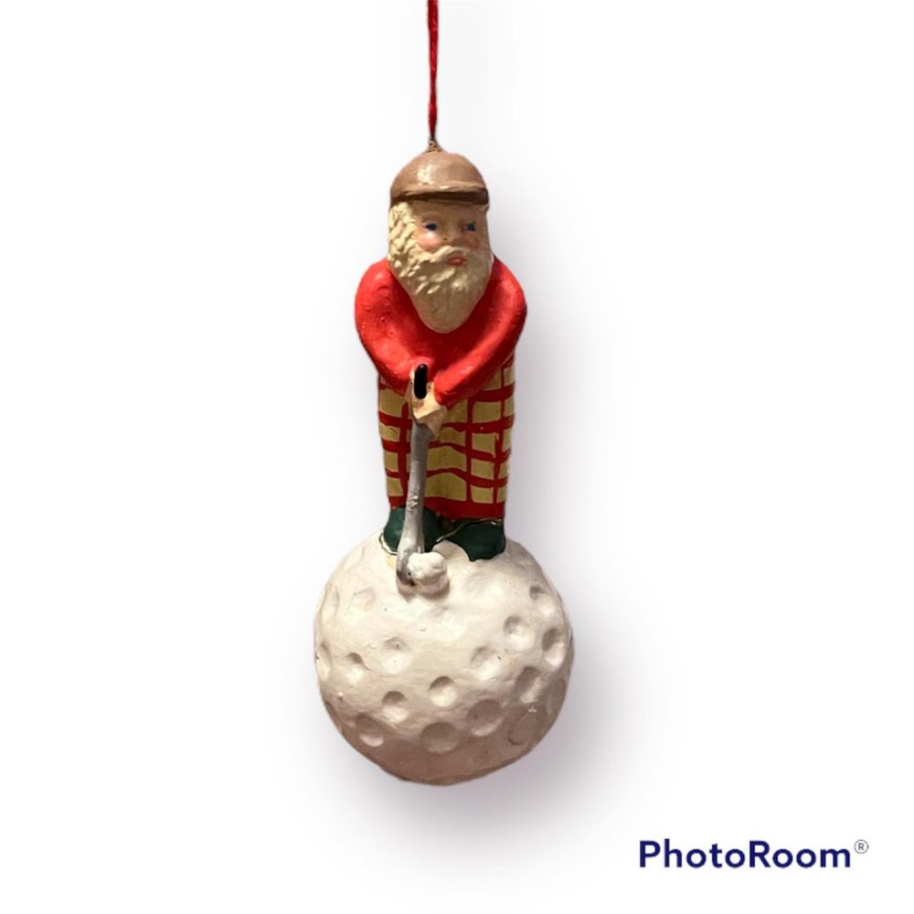 Golfing Santa Claus Christmas Ornament SEE PHOTOS